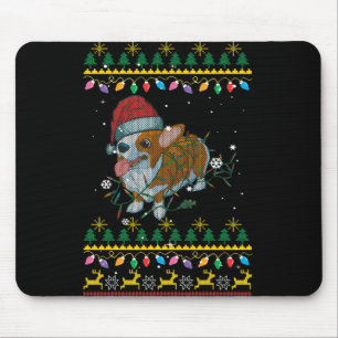 Ugly Christmas Sweatshirt Corgi Christmas Lights Mouse Mat