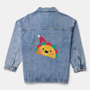 ugly christmas taco santa claus denim jacket