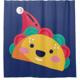 ugly christmas taco santa claus shower curtain