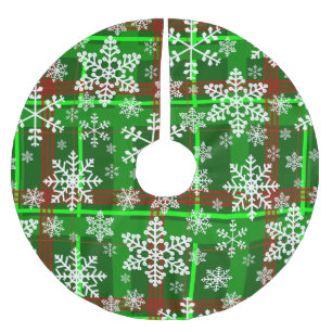 ugly christmas tartan plaid snowflakes brushed polyester tree skirt
