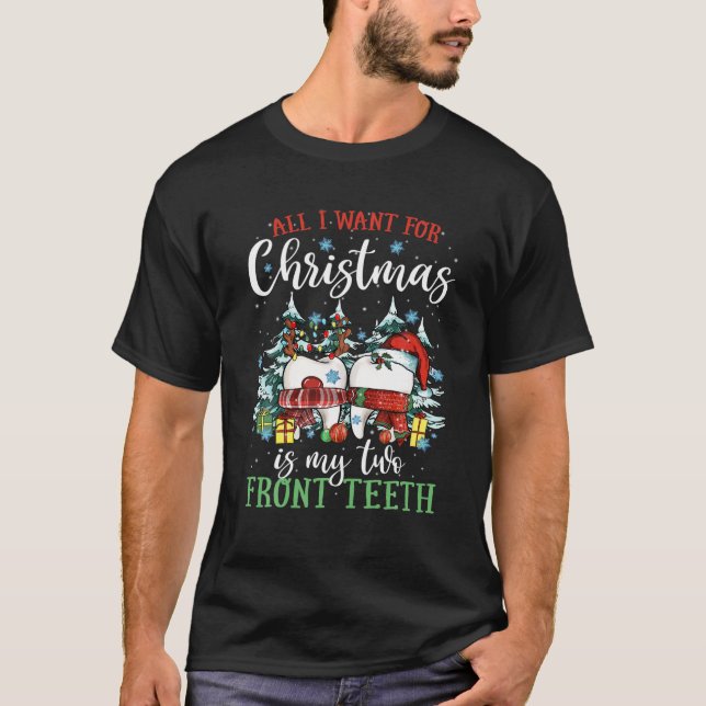 Ugly Christmas Teeth Tooth Dentist Dental Hygienis T-Shirt (Front)