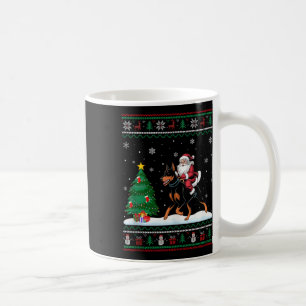 Ugly Christmas Tree Light Santa Riding Doberman Pi Coffee Mug