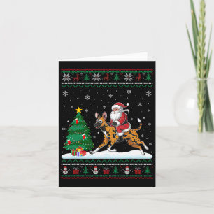 Ugly Christmas Tree Lights Santa Riding African Wi Card