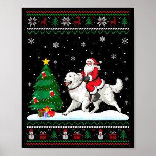 Ugly Christmas Tree Lights Santa Riding Great Pyre Poster