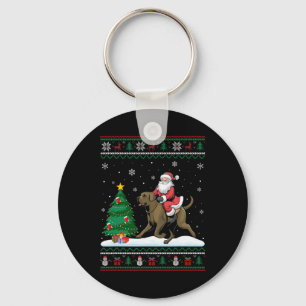 Ugly Christmas Tree Lights Xmas Santa Riding Afado Key Ring