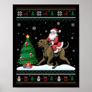 Ugly Christmas Tree Lights Xmas Santa Riding Afado Poster