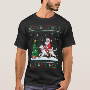 Ugly Christmas Tree Lights Xmas Santa Riding Akbas T-Shirt