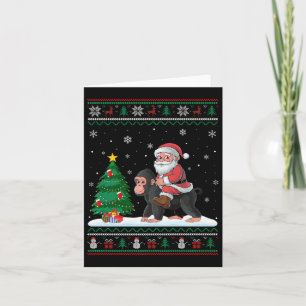 Ugly Christmas Tree Lights Xmas Santa Riding Ape  Card