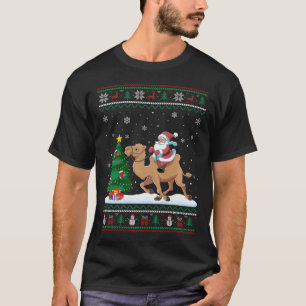 Ugly Christmas Tree Lights Xmas Santa Riding Camel T-Shirt