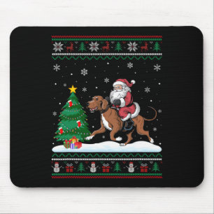 Ugly Christmas Tree Lights Xmas Santa Riding Coonh Mouse Mat