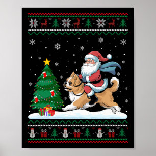 Ugly Christmas Tree Lights Xmas Santa Riding Lhasa Poster