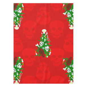 ugly christmas tree skull casket  tablecloth