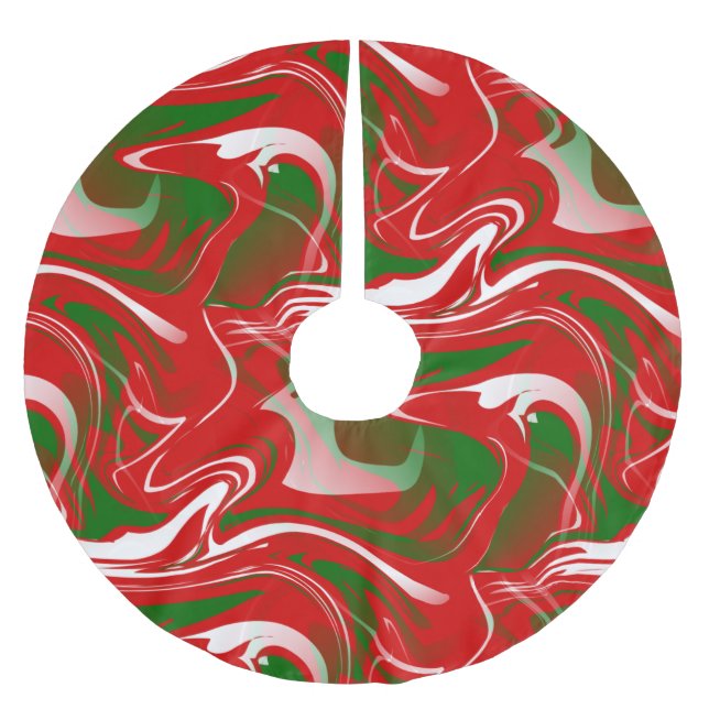 ugly christmas trippy marble swirl print brushed polyester tree skirt (Front)