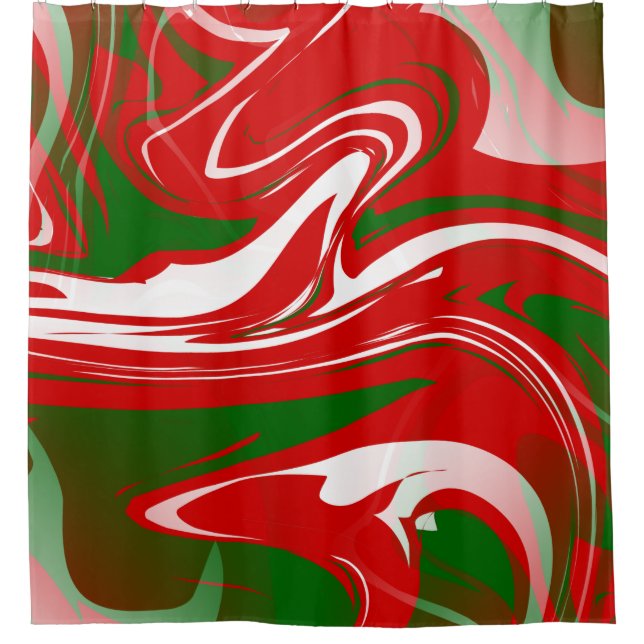 ugly christmas trippy marble swirl print shower curtain (Front)