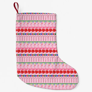 Ugly Christmas Tropical Pink Flamingos on Pink Small Christmas Stocking