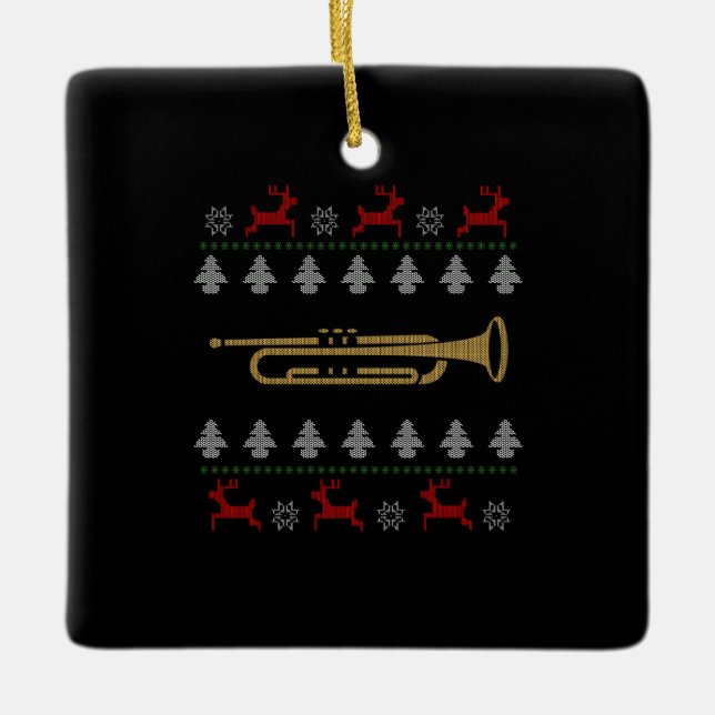Ugly Christmas - Trumpet Ceramic Ornament (Front)