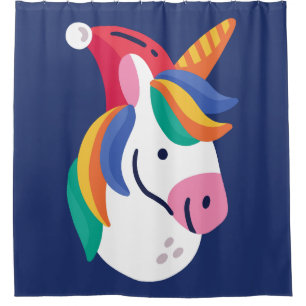 ugly christmas unicorn santa claus shower curtain