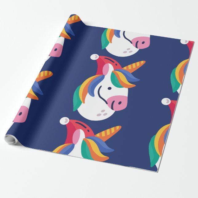 ugly christmas unicorn santa claus  wrapping paper (Unrolled)