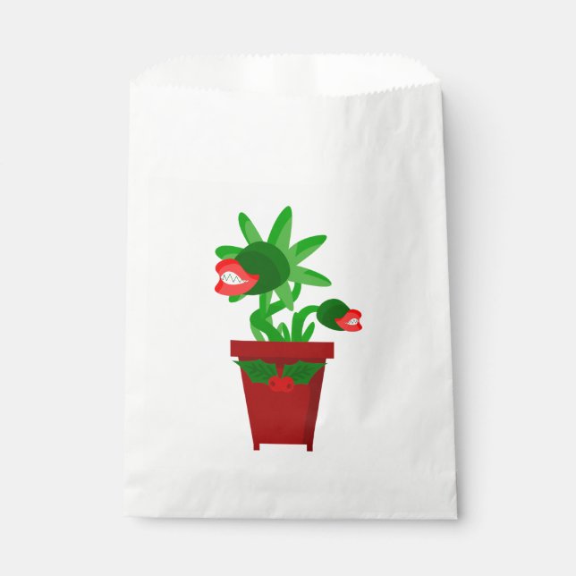 ugly christmas venus flytrap holly favour bags (Front)