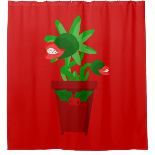 ugly christmas venus flytrap holly shower curtain