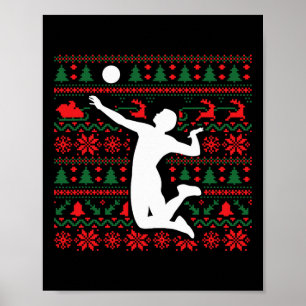 Ugly Christmas Volleyball Player Merry Christmas X Poster
