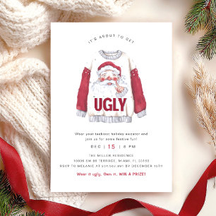Ugly Christmas Watercolor Sweater Party Invitation