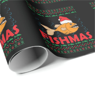 ugly Christmas with fish Fishmas Wrapping Paper