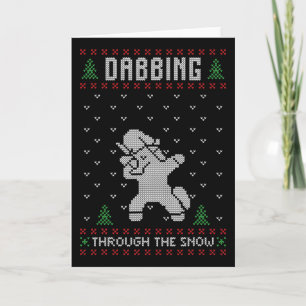 Ugly Christmas Xmas Gift Dabbing Unicorn Card