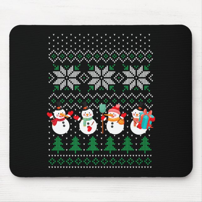 Ugly Christmas Xmas Tree Snowman Santa Claus New Y Mouse Mat (Front)