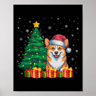 Ugly Corgi Santa Hat Christmas Lights Dog Lover Xm Poster