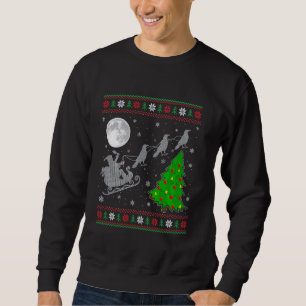 Ugly Crow Xmas Lighting Tree Santa Riding Crow Sweatshirt