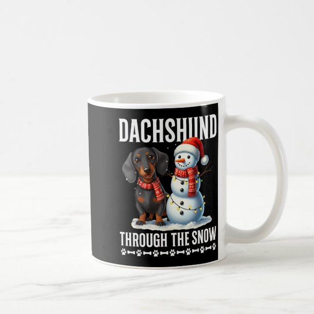 Ugly Dachshund Christmasthrough The Snow Gift Chri Coffee Mug (Right)