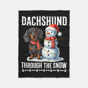 Ugly Dachshund Christmasthrough The Snow Gift Chri Fleece Blanket