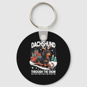 Ugly Dachshund Christmasthrough The Snow Gift Chri Key Ring