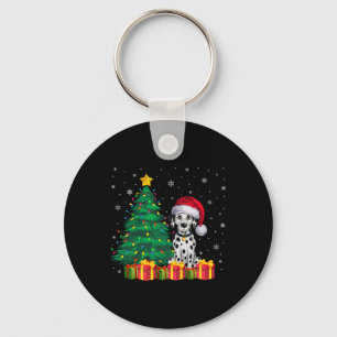 Ugly Dalmatian Santa Hat Christmas Lights Dog Love Key Ring