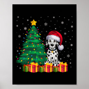 Ugly Dalmatian Santa Hat Christmas Lights Dog Love Poster