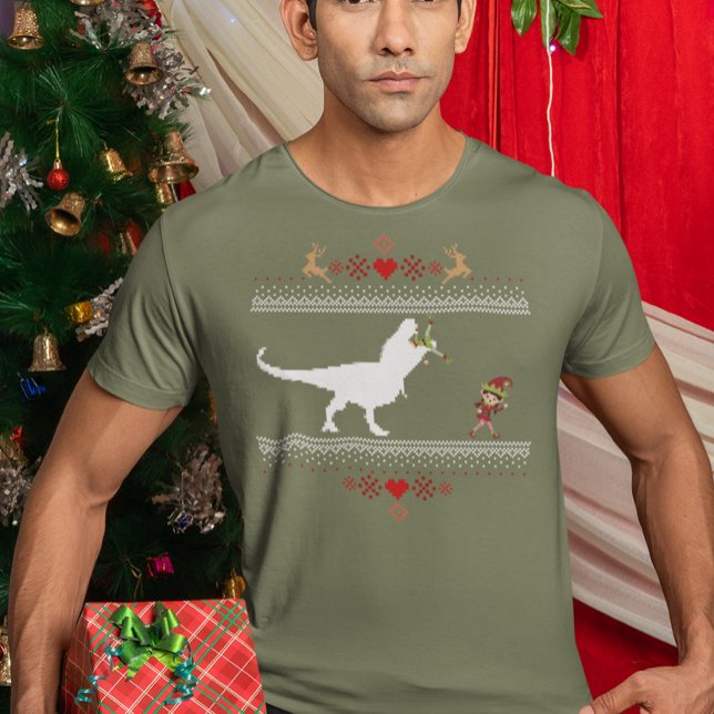 Ugly Dinosaur Elf Christmas Sweater Funny Shirt (Creator Uploaded)
