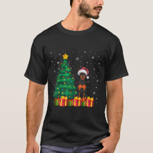 Ugly Doberman Pinscher Santa Hat Christmas Lights  T-Shirt