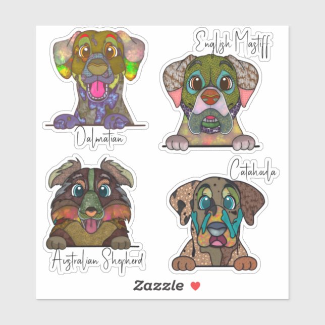 Ugly Dog Face Abstract Art Sticker Pack (Sheet)