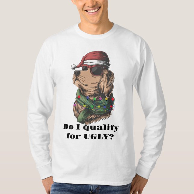 Ugly Dog Face String Lights Sunglasses T-Shirt (Front)