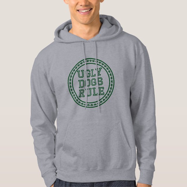 Ugly Dogs Rule green logo Hoodie (Front)