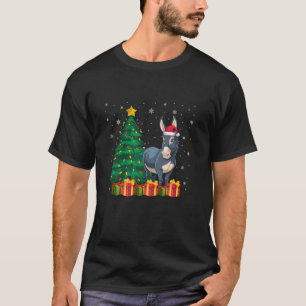 Ugly Donkey Santa Hat Christmas Tree Lights Pajama T-Shirt