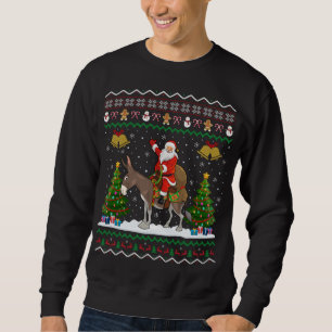 Ugly Donkey Xmas Gift Santa Riding Donkey Christma Sweatshirt
