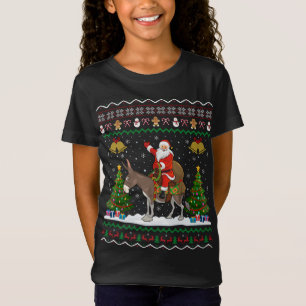 Ugly Donkey Xmas Gift Santa Riding Donkey Christma T-Shirt