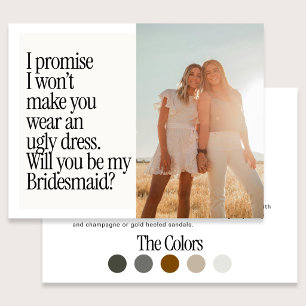 Ugly Dress Retro Photo Be My Bridesmaid Postcard
