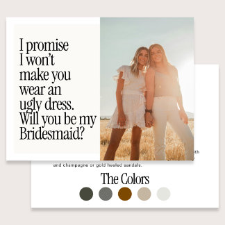Ugly Dress Retro Photo Be My Bridesmaid Postcard