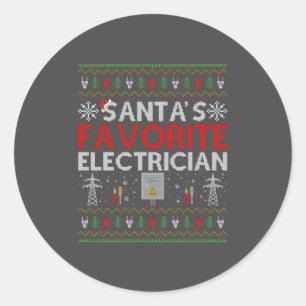 Ugly Electrician Xmas Gift Santa Loves Electrician Classic Round Sticker