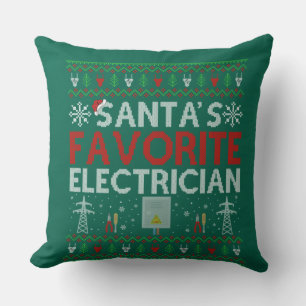 Ugly Electrician Xmas Gift Santa Loves Electrician Cushion