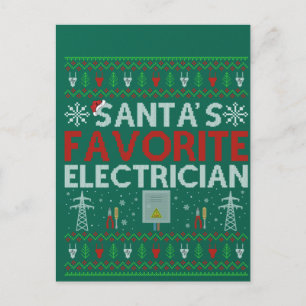 Ugly Electrician Xmas Gift Santa Loves Electrician Postcard
