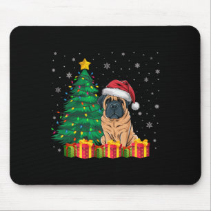Ugly English Mastiff Santa Hat Christmas Lights Do Mouse Mat
